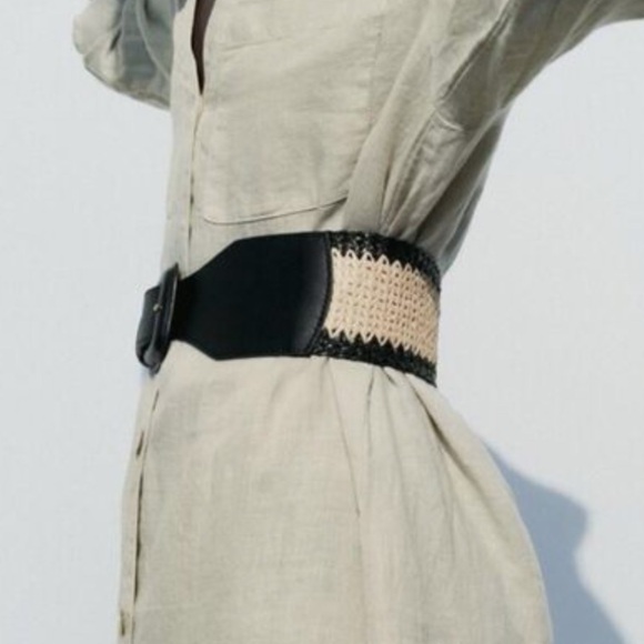 Zara Woven Tan and Black Belt- New! - Picture 3 of 8